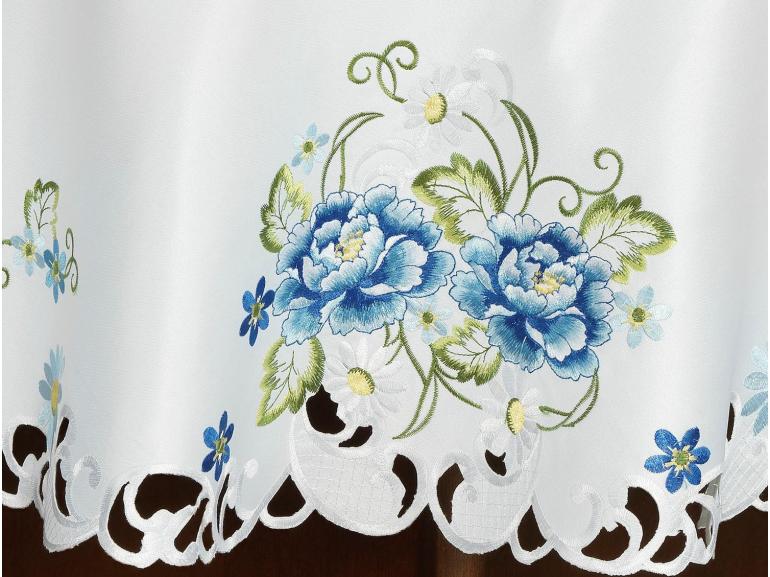Toalha de Mesa com Bordado Richelieu Redonda 180cm - Catarina Azul - Dui Design