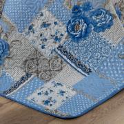 Kit: 1 Cobre-leito Casal Bouti de Microfibra Ultrasonic Estampada + 2 Porta-travesseiros - Catarina azul - Dui Design