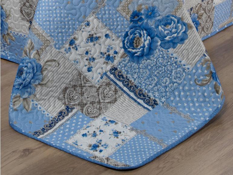 Kit: 1 Cobre-leito Solteiro Bouti de Microfibra Ultrasonic Estampada + 1 Porta-travesseiro - Catarina azul - Dui Design