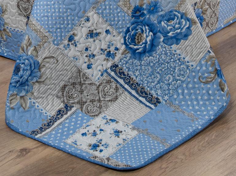Kit: 1 Cobre-leito King Bouti de Microfibra Ultrasonic Estampada + 2 Porta-travesseiros - Catarina azul - Dui Design