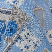 Kit: 1 Cobre-leito Casal Bouti de Microfibra Ultrasonic Estampada + 2 Porta-travesseiros - Catarina azul - Dui Design