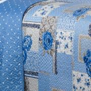 Kit: 1 Cobre-leito King Bouti de Microfibra Ultrasonic Estampada + 2 Porta-travesseiros - Catarina azul - Dui Design