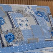 Kit: 1 Cobre-leito King Bouti de Microfibra Ultrasonic Estampada + 2 Porta-travesseiros - Catarina azul - Dui Design