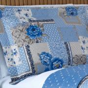 Kit: 1 Cobre-leito King Bouti de Microfibra Ultrasonic Estampada + 2 Porta-travesseiros - Catarina azul - Dui Design