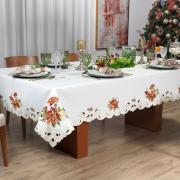 Toalha de Mesa Natal com Bordado Richelieu Quadrada 4 Lugares 160x160cm - Celebrare Natural - Dui Design