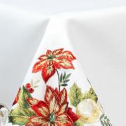Toalha de Mesa Natal com Bordado Richelieu Quadrada 4 Lugares 160x160cm - Celebrare Natural - Dui Design