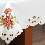 Toalha de Mesa Natal com Bordado Richelieu Quadrada 4 Lugares 160x160cm - Celebrare Natural - Dui Design
