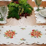 Jogo Americano Natal 4 Lugares (4 peas) com Bordado Richelieu 35x50cm - Celebrare Natural - Dui Design