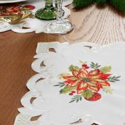 Jogo Americano Natal 4 Lugares (4 peas) com Bordado Richelieu 35x50cm - Celebrare Natural - Dui Design
