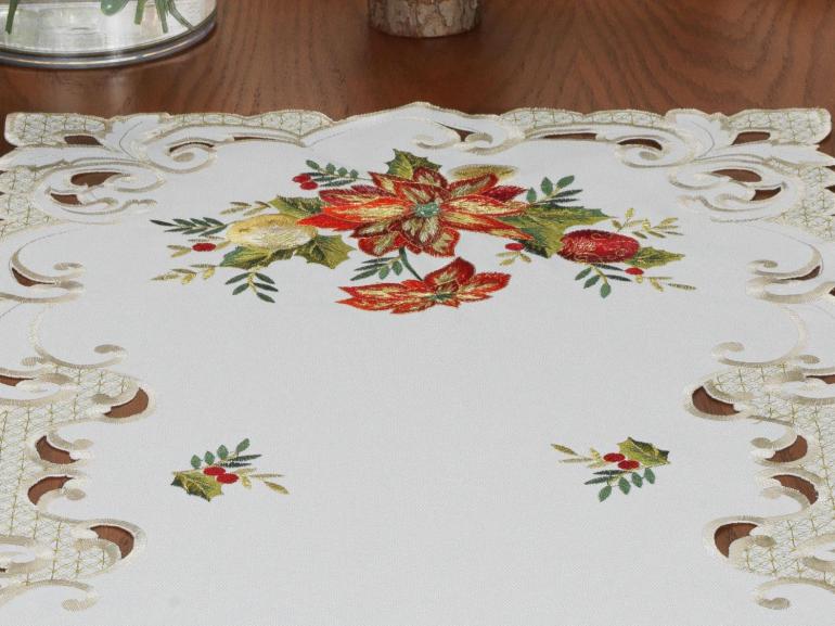 Trilho de Mesa Natal com Bordado Richelieu 40x85cm Avulso - Celebrare Natural - Dui Design