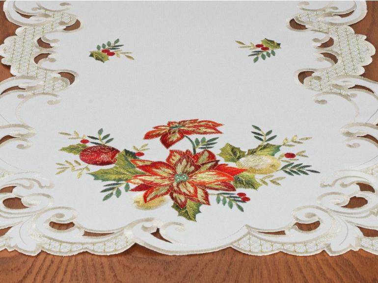 Trilho de Mesa Natal com Bordado Richelieu 40x85cm Avulso - Celebrare Natural - Dui Design