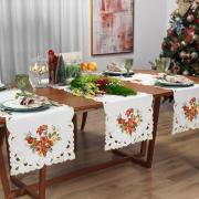 Trilho de Mesa Natal com Bordado Richelieu 45x170cm Avulso - Celebrare Natural - Dui Design