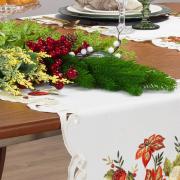 Trilho de Mesa Natal com Bordado Richelieu 45x170cm Avulso - Celebrare Natural - Dui Design
