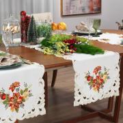 Trilho de Mesa Natal com Bordado Richelieu 45x170cm Avulso - Celebrare Natural - Dui Design