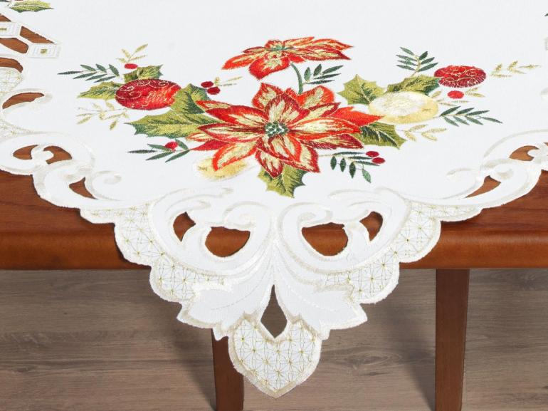 Centro de Mesa Natal Quadrado com Bordado Richelieu 85x85cm - Celebrare Natural - Dui Design
