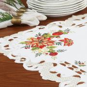 Centro de Mesa Natal Quadrado com Bordado Richelieu 85x85cm - Celebrare Natural - Dui Design