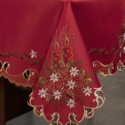 Toalha de Mesa Natal com Bordado Richelieu Retangular 6 Lugares 160x220cm - Celebrate Vermelho - Dui Design
