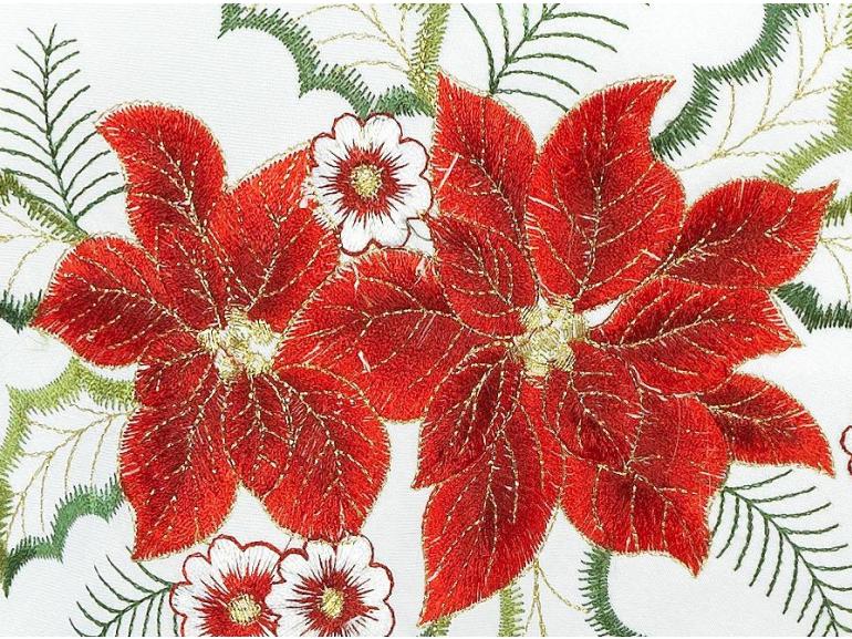 Toalha de Mesa Natal com Bordado Richelieu Redonda 180cm