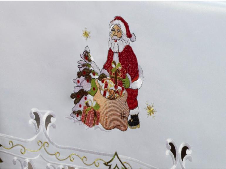 Toalha de Mesa Natal com Bordado Richelieu Retangular 6 Lugares 160x220cm - Celestial Branco - Dui Design
