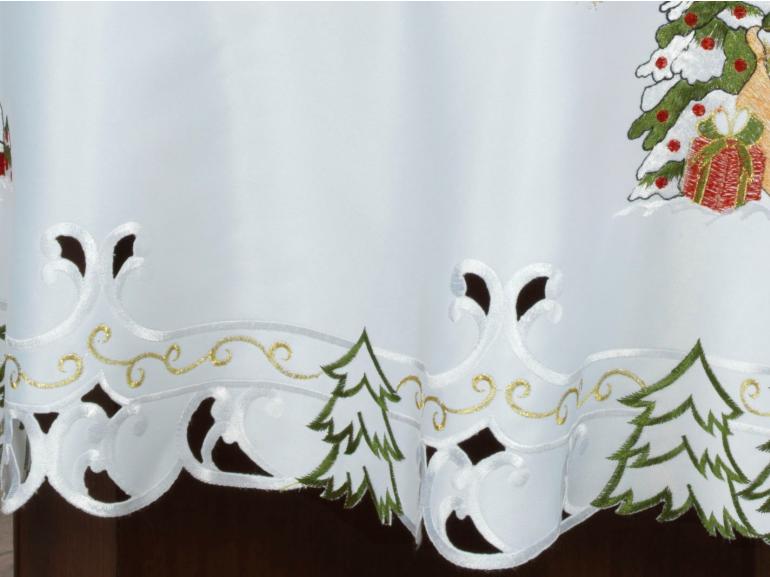 Toalha de Mesa Natal com Bordado Richelieu Redonda 180cm - Celestial Branco - Dui Design