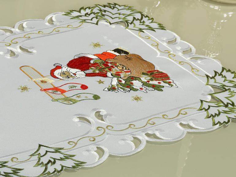 Trilho de Mesa Natal com Bordado Richelieu 40x85cm Avulso - Celestial Branco - Dui Design