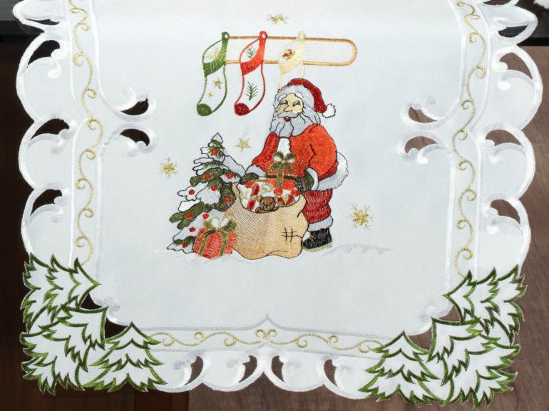 Trilho de Mesa Natal com Bordado Richelieu 45x170cm Avulso - Celestial Branco - Dui Design