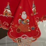 Toalha de Mesa Natal com Bordado Richelieu Quadrada 8 Lugares 220x220cm - Celestial Vermelho - Dui Design