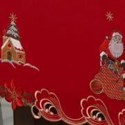 Toalha de Mesa Natal com Bordado Richelieu Quadrada 8 Lugares 220x220cm - Celestial Vermelho - Dui Design