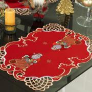 Jogo Americano Natal 4 Lugares (4 peças) com Bordado Richelieu 35x50cm - Celestial Vermelho - Dui Design