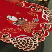 Trilho de Mesa Natal com Bordado Richelieu 40x85cm Avulso - Celestial Vermelho - Dui Design