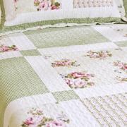 Kit: 1 Cobre-leito Queen PatchWork Bouti de Algodo  + 2 Porta-travesseiros - Chandra - Dui Design