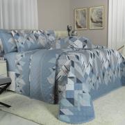 Kit: 1 Cobre-leito King + 2 Porta-travesseiros 150 fios - Charger Azul - Dui Design