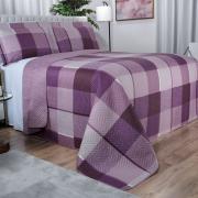 Kit: 1 Cobre-leito King Bouti de Microfibra Ultrasonic Estampada + 2 Porta-travesseiros - Charles Aubergine - Dui Design