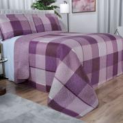 Kit: 1 Cobre-leito King Bouti de Microfibra Ultrasonic Estampada + 2 Porta-travesseiros - Charles Aubergine - Dui Design