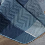 Kit: 1 Cobre-leito Solteiro Bouti de Microfibra Ultrasonic Estampada + 1 Porta-travesseiro - Charles Indigo - Dui Design