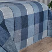 Kit: 1 Cobre-leito Queen Bouti de Microfibra Ultrasonic Estampada + 2 Porta-travesseiros - Charles Indigo - Dui Design