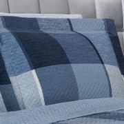 Kit: 1 Cobre-leito Queen Bouti de Microfibra Ultrasonic Estampada + 2 Porta-travesseiros - Charles Indigo - Dui Design