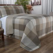 Kit: 1 Cobre-leito Queen Bouti de Microfibra Ultrasonic Estampada + 2 Porta-travesseiros - Charles Taupe - Dui Design