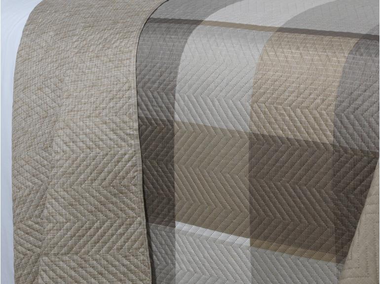 Kit: 1 Cobre-leito Queen Bouti de Microfibra Ultrasonic Estampada + 2 Porta-travesseiros - Charles Taupe - Dui Design