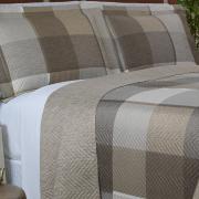 Kit: 1 Cobre-leito Queen Bouti de Microfibra Ultrasonic Estampada + 2 Porta-travesseiros - Charles Taupe - Dui Design