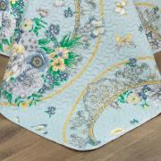 Kit: 1 Cobre-leito King Bouti de Microfibra Ultrasonic Estampada + 2 Porta-travesseiros - Charlote Azul - Dui Design