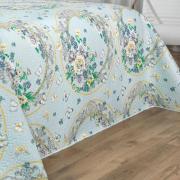 Kit: 1 Cobre-leito King Bouti de Microfibra Ultrasonic Estampada + 2 Porta-travesseiros - Charlote Azul - Dui Design