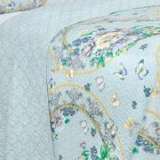 Kit: 1 Cobre-leito King Bouti de Microfibra Ultrasonic Estampada + 2 Porta-travesseiros - Charlote Azul - Dui Design