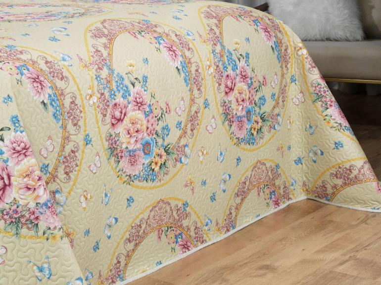 Kit: 1 Cobre-leito King Bouti de Microfibra Ultrasonic Estampada + 2 Porta-travesseiros - Charlote Vintage - Dui Design