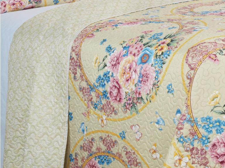 Kit: 1 Cobre-leito King Bouti de Microfibra Ultrasonic Estampada + 2 Porta-travesseiros - Charlote Vintage - Dui Design