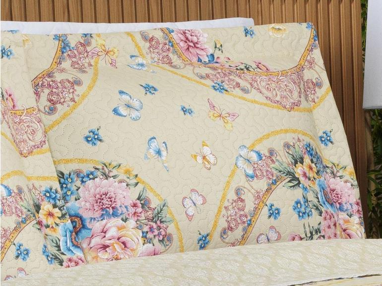 Kit: 1 Cobre-leito King Bouti de Microfibra Ultrasonic Estampada + 2 Porta-travesseiros - Charlote Vintage - Dui Design