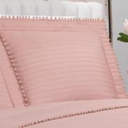 Kit: 1 Cobre-leito Pompom Queen Bouti de Microfibra Ultrasonic + 2 Porta-travesseiros - Charme Rosé - Dui Design