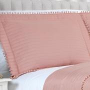 Kit: 1 Cobre-leito Pompom Queen Bouti de Microfibra Ultrasonic + 2 Porta-travesseiros - Charme Rosé - Dui Design