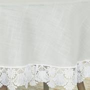 Toalha de Mesa de Linho com Bordado Guipir Redonda 180cm - Chelsea Branco - Dui Design