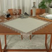 Centro de Mesa Quadrado de Linho com Bordado Guipir 85x85cm - Chelsea Caqui - Dui Design